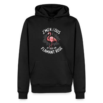Ist mir egal, ich bin ein rosa Flamingo, Humor - Männer Premium Bio Hoodie - Schwarz - Vorne - Nico (187cm)