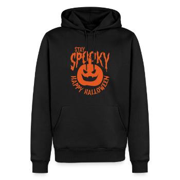 Restez effrayant Citrouille d’Halloween - Sweat à capuche Premium bio Homme - noir - Devant - Nico (187cm)