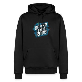 Gamer Since 2008 Geek Birthday Gift - Men’s Premium Organic Hoodie - black - Front - Nico (187cm)