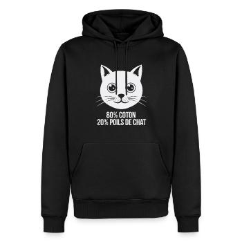 80% Coton 20% Poils De Chat Humour Chatons - Sweat à capuche Premium bio Homme - noir - Devant - Nico (187cm)