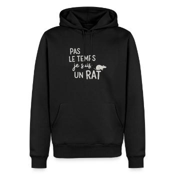 Pas Le Temps Je Suis Un Rat - Sweat à capuche Premium bio Homme - noir - Devant - Nico (187cm)