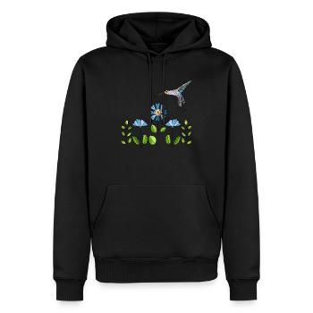 Bunter Vogel - Männer Premium Bio Hoodie - Schwarz - Vorne - Nico (187cm)