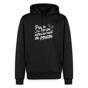 Pas Le Temps J'ai Gaming Cadeau Geek - Sweat à capuche Premium bio Homme - noir - Devant - Nico (187cm)