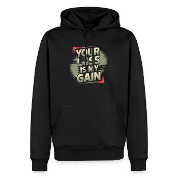Pour les chasseurs de trésors qui ont le sens de l’humour - Sweat à capuche Premium bio Homme - noir - Devant - Nico (187cm)