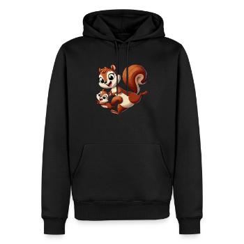 Eichhörnchen-Mutter und Kind beim Herumtollen - Männer Premium Bio Hoodie - Schwarz - Vorne - Nico (187cm)