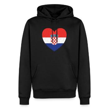 Drapeau du cœur de la Croatie – Design patriotique - Sweat à capuche Premium bio Homme - noir - Devant - Nico (187cm)
