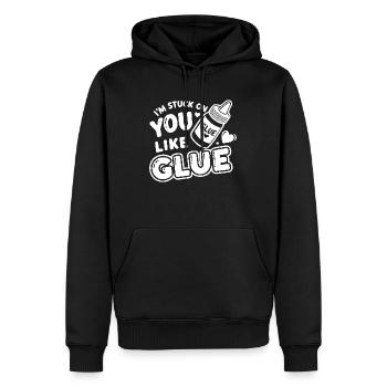 Je suis collé sur toi comme de la colle - Sweat à capuche Premium bio Homme - noir - Devant - Nico (187cm)