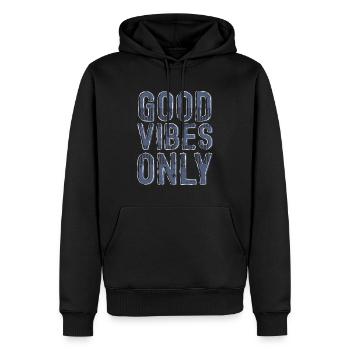 De l’énergie positive dans un style vintage - Sweat à capuche Premium bio Homme - noir - Devant - Nico (187cm)