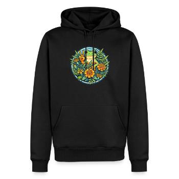 Grenouille de la paix - Sweat à capuche Premium bio Homme - noir - Devant - Nico (187cm)