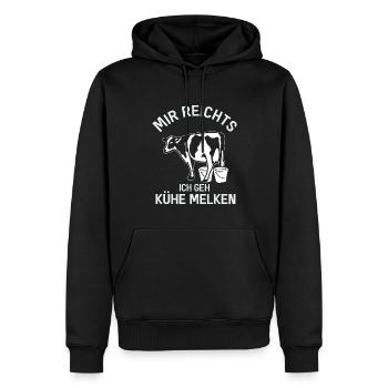 Kühe melken Bäuerin Kuh Milchbauern Landwirtin - Männer Premium Bio Hoodie - Schwarz - Vorne - Nico (187cm)