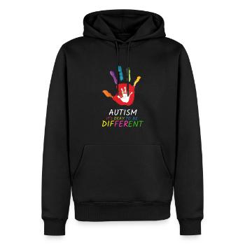 Sensibilisation à l’autisme C’est normal d’être différent - Sweat à capuche Premium bio Homme - noir - Devant - Nico (187cm)