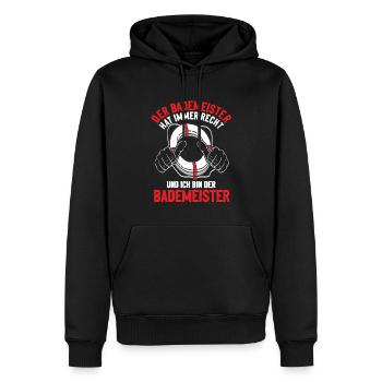 Bademeister - Männer Premium Bio Hoodie - Schwarz - Vorne - Nico (187cm)