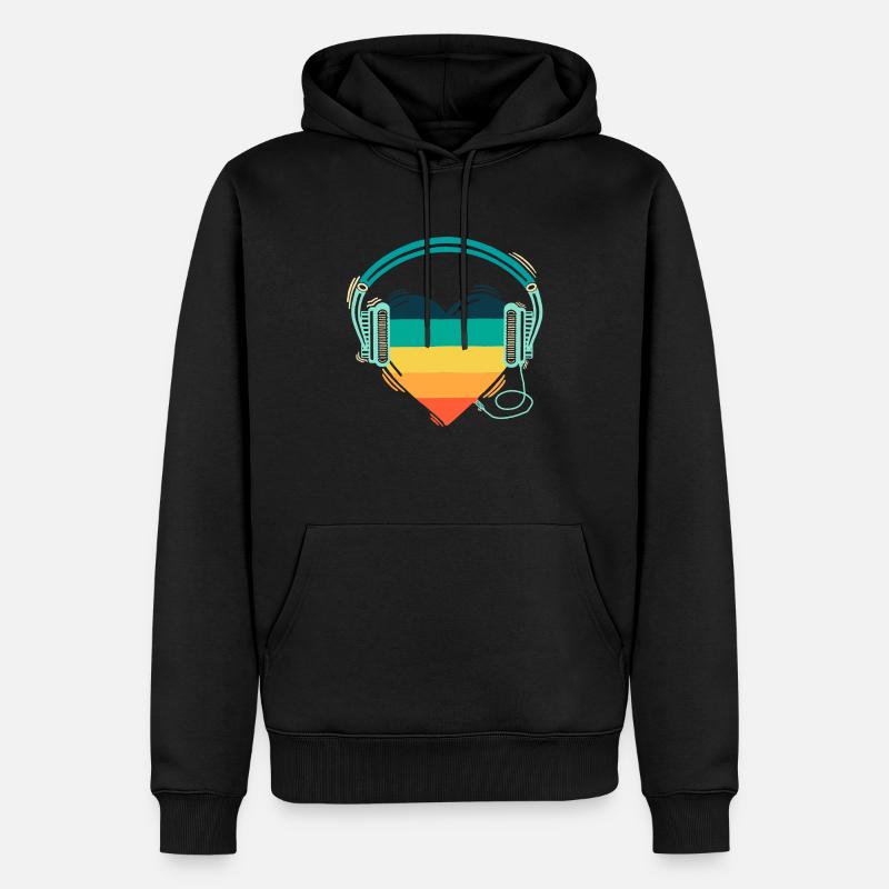 Heartbeat Retro Arc-en-ciel - Sweat à capuche Premium bio Homme - noir