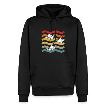 Segelboot Papierboote Retro Segeln Segler Kapitän - Männer Premium Bio Hoodie - Schwarz - Vorne - Nico (187cm)