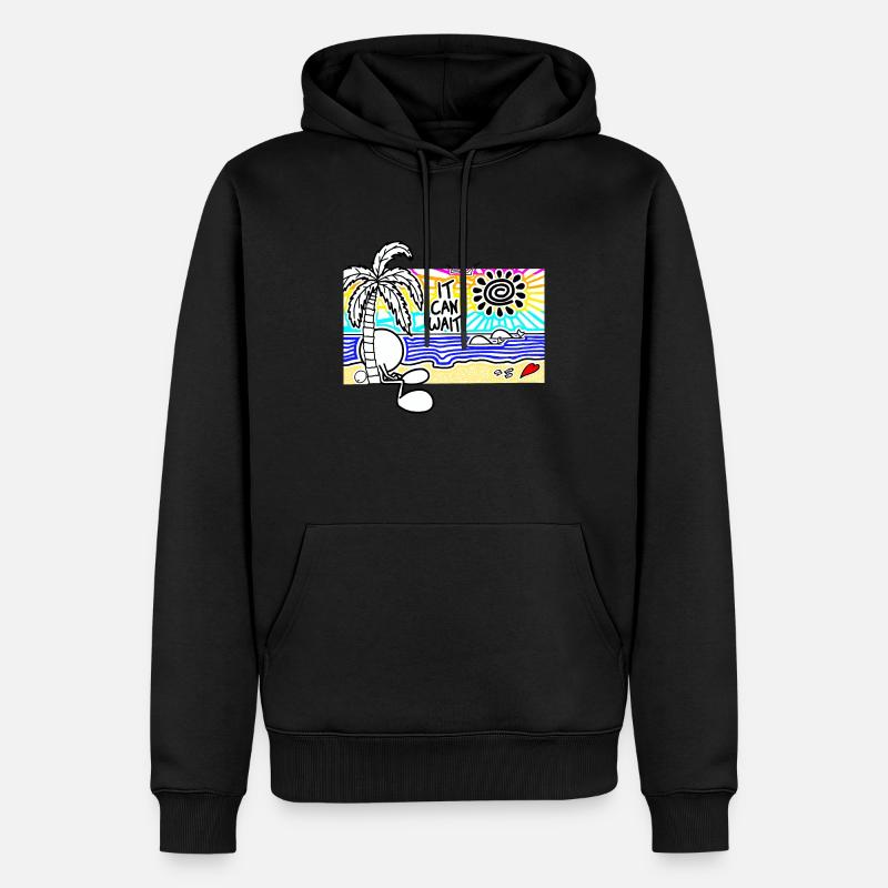 Il peut attendre sunset Doodle - Sweat à capuche Premium bio Homme - noir