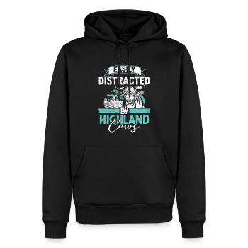 Highland Cattle Cow Schottische Kuh - Männer Premium Bio Hoodie - Schwarz - Vorne - Nico (187cm)
