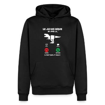 Le jurassique m'appelle, il faut que j'y aille. - Sweat à capuche Premium bio Homme - noir - Devant - Nico (187cm)