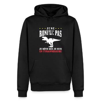 Humour Dinosaure Ronfler Dino Jurassique - Sweat à capuche Premium bio Homme - noir - Devant - Nico (187cm)