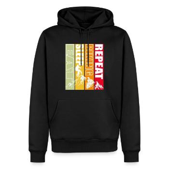 eat sleep biking repeat - Sweat à capuche Premium bio Homme - noir - Devant - Nico (187cm)