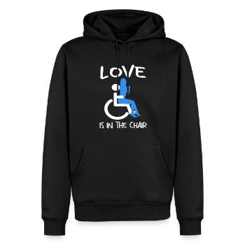 Lustiger Rollstuhlfahrer - Männer Premium Bio Hoodie - Schwarz - Vorne - Nico (187cm)