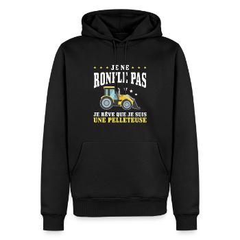 Engin de chantier Pelleteuse Ronfler - Sweat à capuche Premium bio Homme - noir - Devant - Nico (187cm)