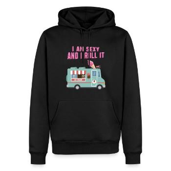 Lustiger Eismann mit Ice Cream - Männer Premium Bio Hoodie - Schwarz - Vorne - Nico (187cm)