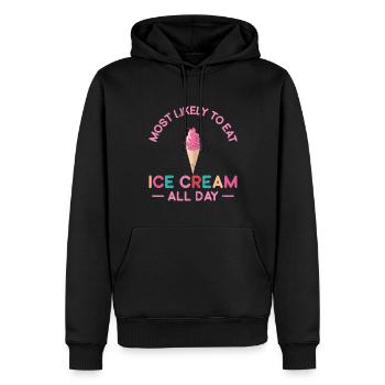 Lustiger Eismann mit Ice Cream - Männer Premium Bio Hoodie - Schwarz - Vorne - Nico (187cm)