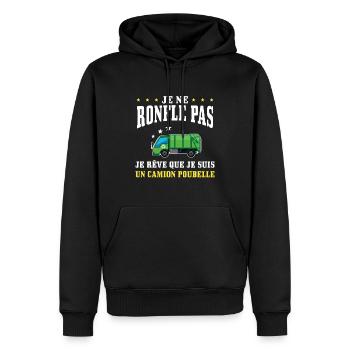 Ripeur Éboueur Camion Poubelle Métier - Sweat à capuche Premium bio Homme - noir - Devant - Nico (187cm)