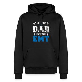 Ambulancier paramédical d’urgence Père Ambulancier paramédical d’urgence-Papa EMT - Sweat à capuche Premium bio Homme - noir - Devant - Nico (187cm)