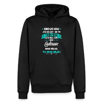Chouchou Meilleur Amant Cadeau Couple Amoureux - Sweat à capuche Premium bio Homme - noir - Devant - Nico (187cm)