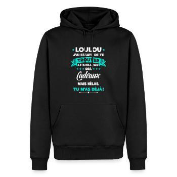 Loulou Cadeau Pour Couple - Sweat à capuche Premium bio Homme - noir - Devant - Nico (187cm)