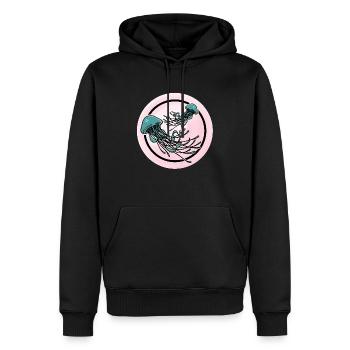 Schönes Quallen Design in Grün / Pink Unterwasser - Männer Premium Bio Hoodie - Schwarz - Vorne - Nico (187cm)