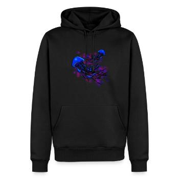 Schönes Quallen Design in Blau und Sternen - Männer Premium Bio Hoodie - Schwarz - Vorne - Nico (187cm)