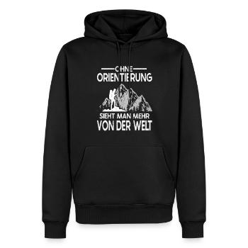 Wandern Sprüche Bergsteiger Wanderer - Männer Premium Bio Hoodie - Schwarz - Vorne - Nico (187cm)