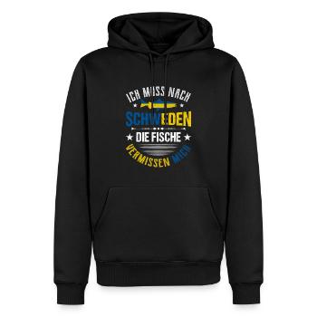 Schweden Angeltrip Angeltour Geschenk - Männer Premium Bio Hoodie - Schwarz - Vorne - Nico (187cm)