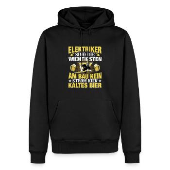Elektriker sind die wichtigsten am Bau - Männer Premium Bio Hoodie - Schwarz - Vorne - Nico (187cm)