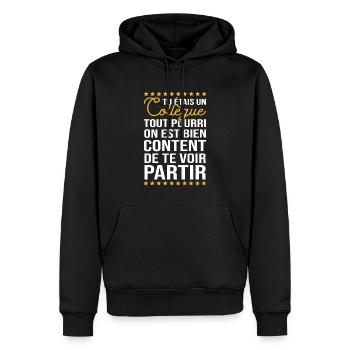 Départ collègue de bureau cadeau adieu humour - Sweat à capuche Premium bio Homme - noir - Devant - Nico (187cm)
