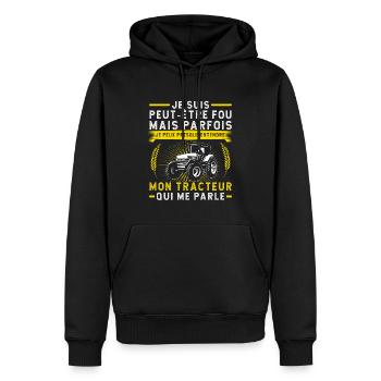 Tracteur Qui Parle Humour Fermier Agriculteur - Sweat à capuche Premium bio Homme - noir - Devant - Nico (187cm)