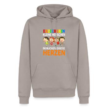 Erzieherin Kindergarten Abschiedsgeschenk - Männer Premium Bio Hoodie - Taupe - Vorne - Nico (187cm)
