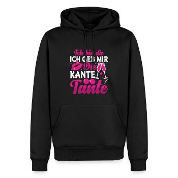 Ich bin die Kante Tante Party Feiern Geschenk - Männer Premium Bio Hoodie - Schwarz - Vorne - Nico (187cm)
