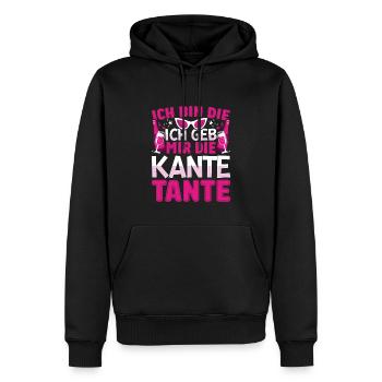 Ich bin die ich geb mir die Kante Tante Feiern - Männer Premium Bio Hoodie - Schwarz - Vorne - Nico (187cm)