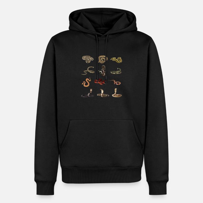 Différentes espèces de serpents - Sweat à capuche Premium bio Homme - noir