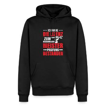Meisterprüfung Bestanden Mechaniker Schlosser - Männer Premium Bio Hoodie - Schwarz - Vorne - Nico (187cm)