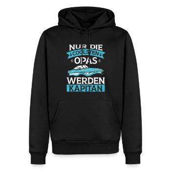 Sportboot Opa Kapitän Boot - Männer Premium Bio Hoodie - Schwarz - Vorne - Nico (187cm)