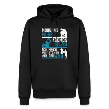 Boucher Boucher Boucherie Boucherie Fleischer - Sweat à capuche Premium bio Homme - noir - Devant - Nico (187cm)