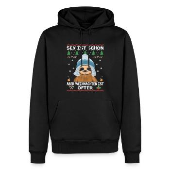 Faultier Spruch Weihnachten Männer ugly christmas - Männer Premium Bio Hoodie - Schwarz - Vorne - Nico (187cm)