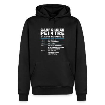 Carrossier Peintre Tarif Horaire Humour - Sweat à capuche Premium bio Homme - noir - Devant - Nico (187cm)
