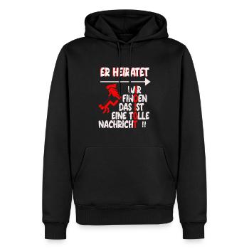 poltern Er heiratet wir finden das eine tolle nach - Männer Premium Bio Hoodie - Schwarz - Vorne - Nico (187cm)