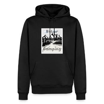 Natur Freiheit Camping - Männer Premium Bio Hoodie - Schwarz - Vorne - Nico (187cm)