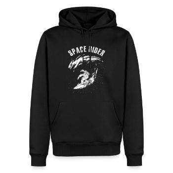Surfender Astronaut Space Rider - Männer Premium Bio Hoodie - Schwarz - Vorne - Nico (187cm)